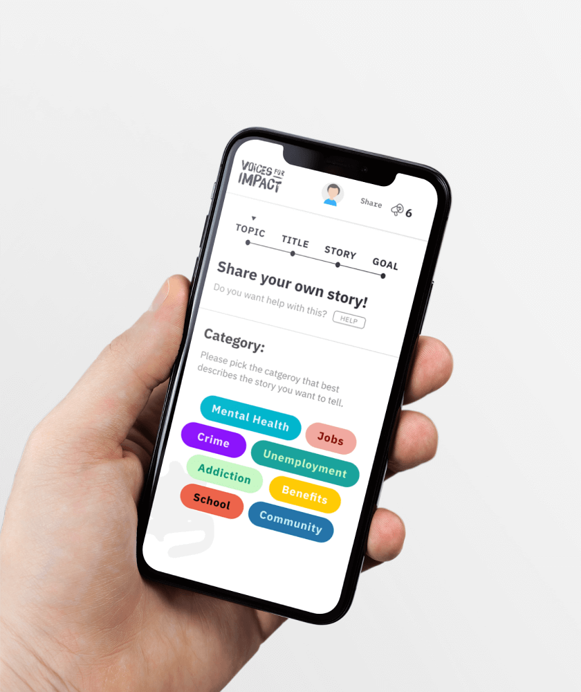 Case Study: Voices for Impact - Mobile App In-hand Preview