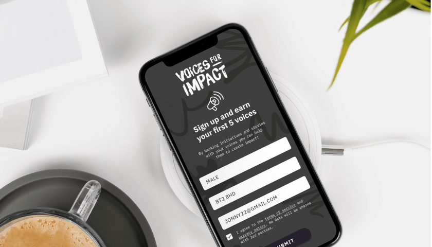 Case Study: Voices for Impact - Mobile App Sign Up Preview